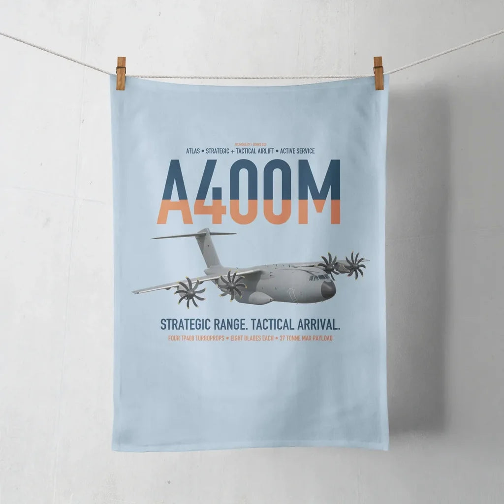 Airbus A400M Atlas design on light blue towel