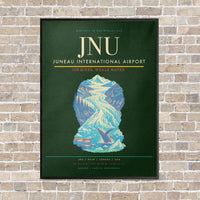 Thumbnail for Juneau International Airport JNU vertical canvas print - framed - dark green background