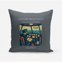 Thumbnail for VINTAGE G4368 - The Ferry Pilot's Ocean - Designed Pillows design on gray