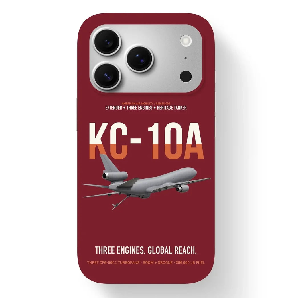 KC-10A EXTENDER design on dark red magsafe iphone case, for iPhone 17 Pro