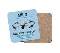 Thumbnail for DJI Air 3 design on light blue 1 piece coaster