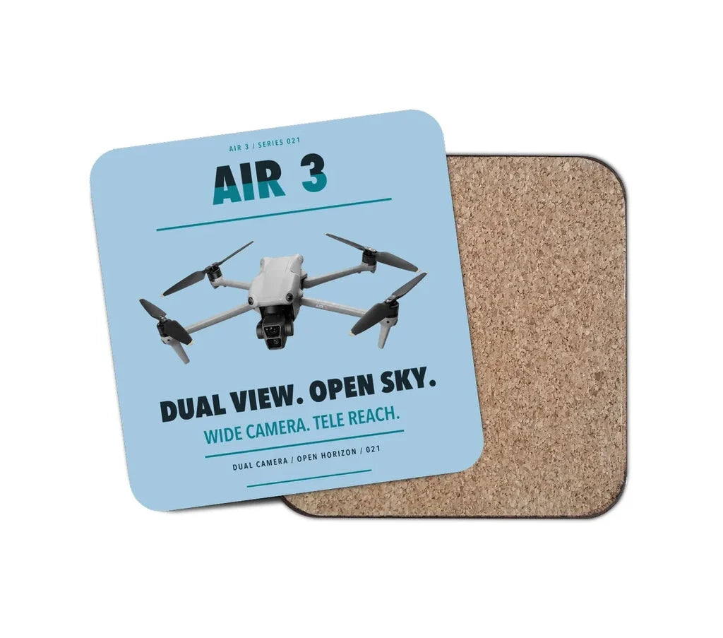 DJI Air 3 design on light blue 1 piece coaster
