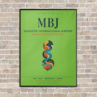 Thumbnail for Sangster International Airport MBJ vertical canvas print - framed - light green background