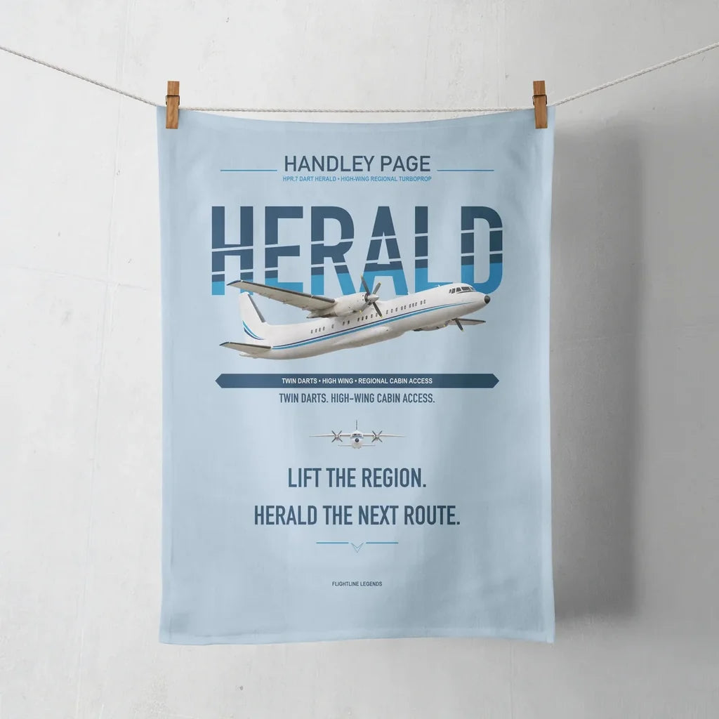 Handley Page HPR.7 Dart Herald design on light blue towel