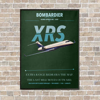 Thumbnail for Bombardier Global Express XRS vertical canvas print - framed - dark green background