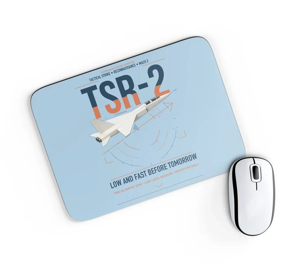 BAC TSR-2 design on light blue rectangle mouse pad
