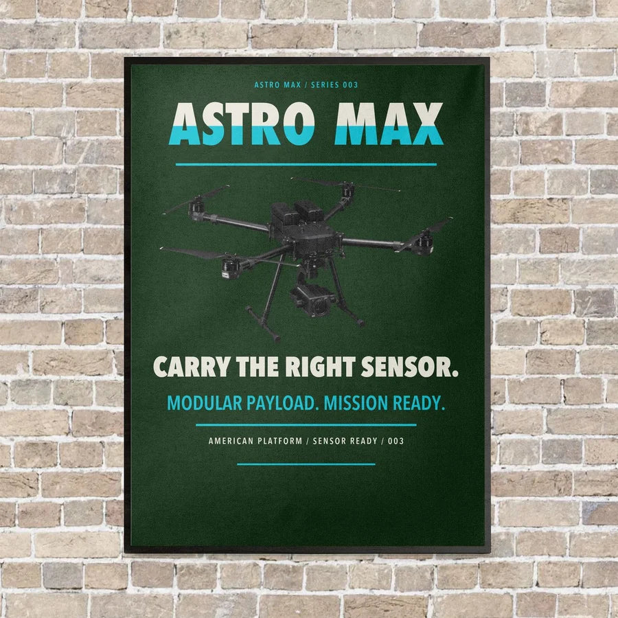 Freefly Astro Max vertical canvas print - framed - dark green background