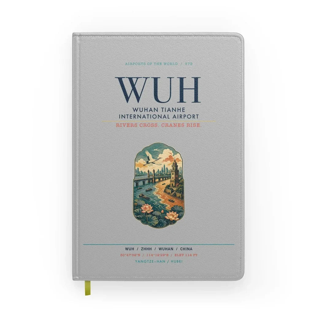 Wuhan Tianhe International Airport (WUH) design on light gray notebook
