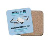Thumbnail for DJI Mini 2 SE design on light blue 1 piece coaster