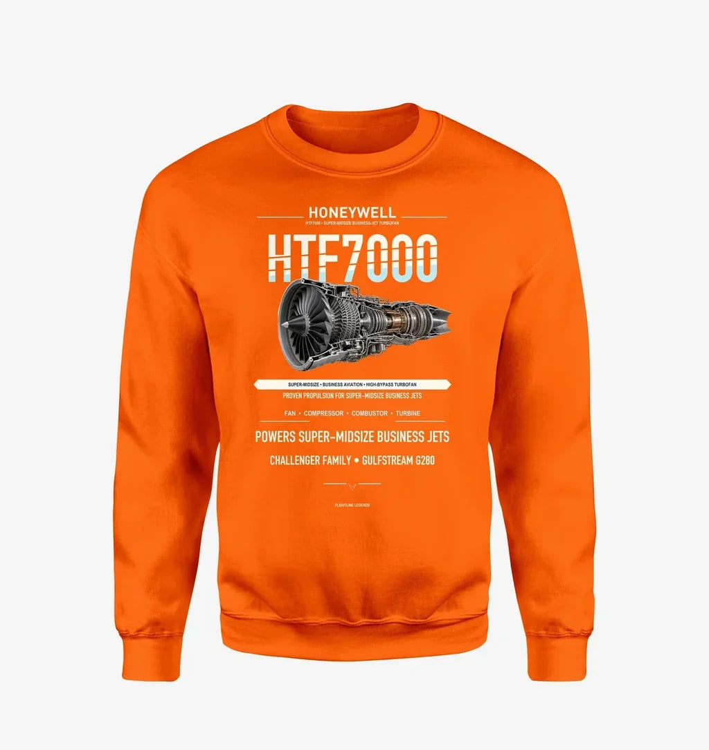 HTF7000 design on orange sweatshirt
