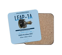 Thumbnail for CFM LEAP-1A design on light blue 1 piece coaster