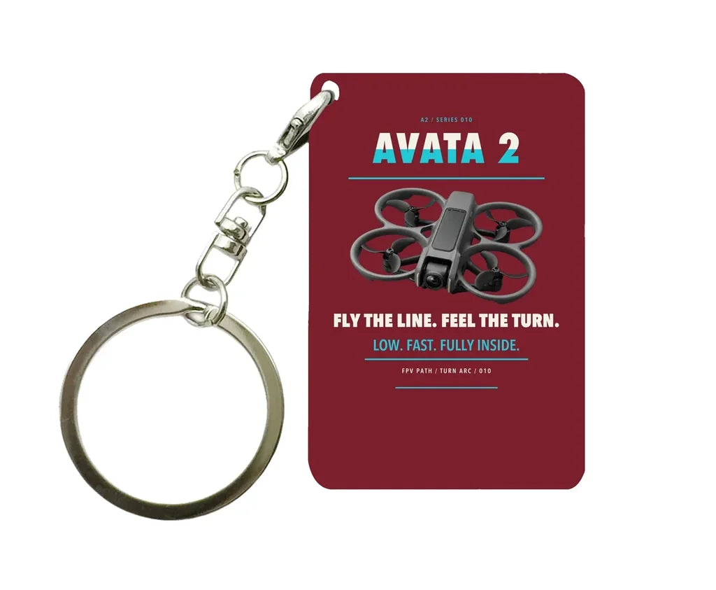 DJI Avata 2 Key Chain design on dark red key chain
