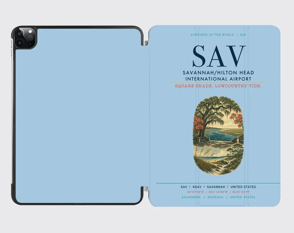 Savannah-Hilton Head International Airport (SAV) design on light blue ipad tablet case