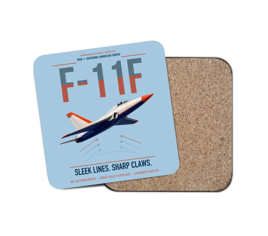 F-11F Tiger design on light blue 1 piece coaster