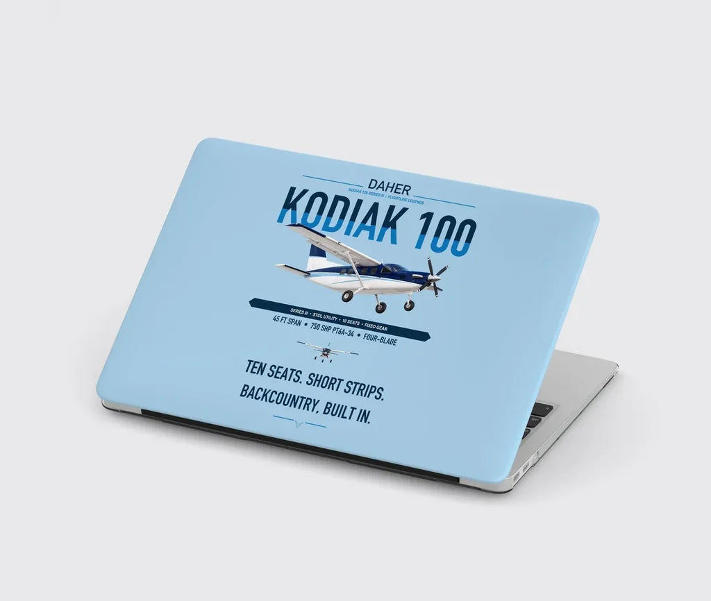 Daher Kodiak 100 Series III design on light blue MacBook case