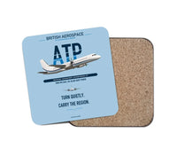 Thumbnail for British Aerospace ATP design on light blue 1 piece coaster
