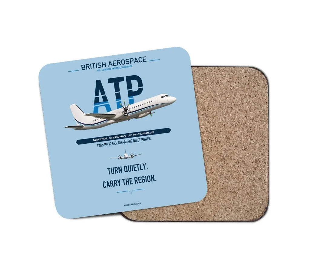 British Aerospace ATP design on light blue 1 piece coaster