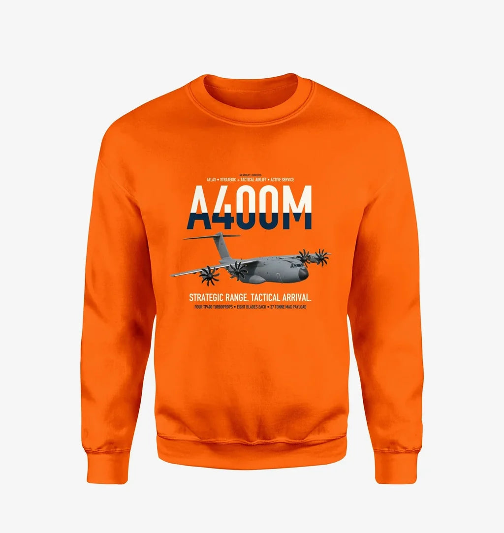 Airbus A400M Atlas design on orange sweatshirt
