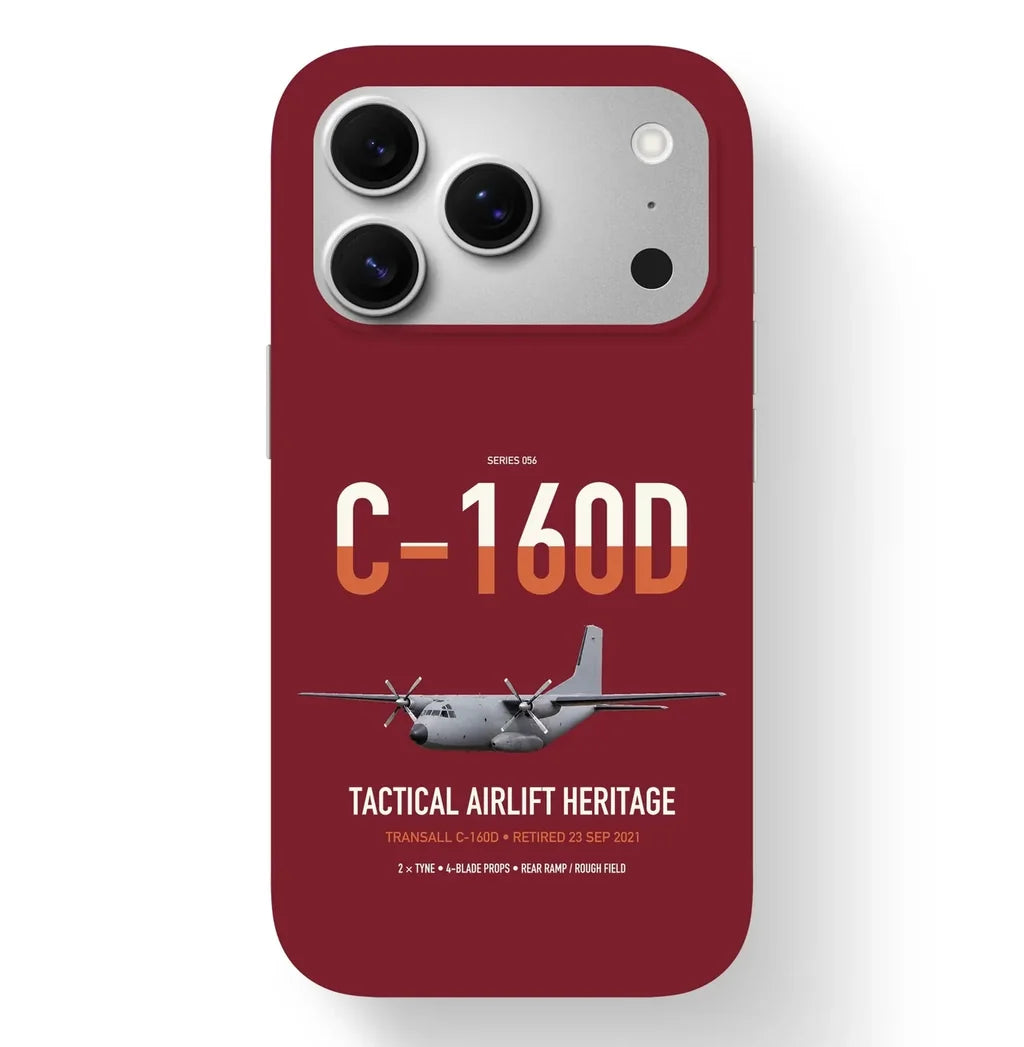 Transall C-160D design on dark red magsafe iphone case, for iPhone 17 Pro
