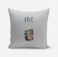 Thumbnail for Ibiza Airport (IBZ) design on light gray pillow