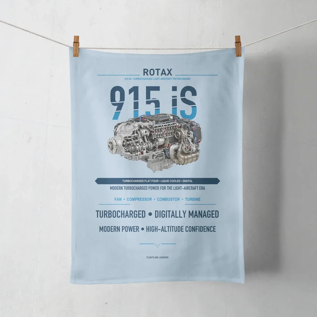 915 iS design on light blue towel
