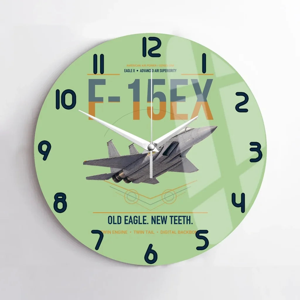 F-15EX Eagle II design on light green no frame wall clock