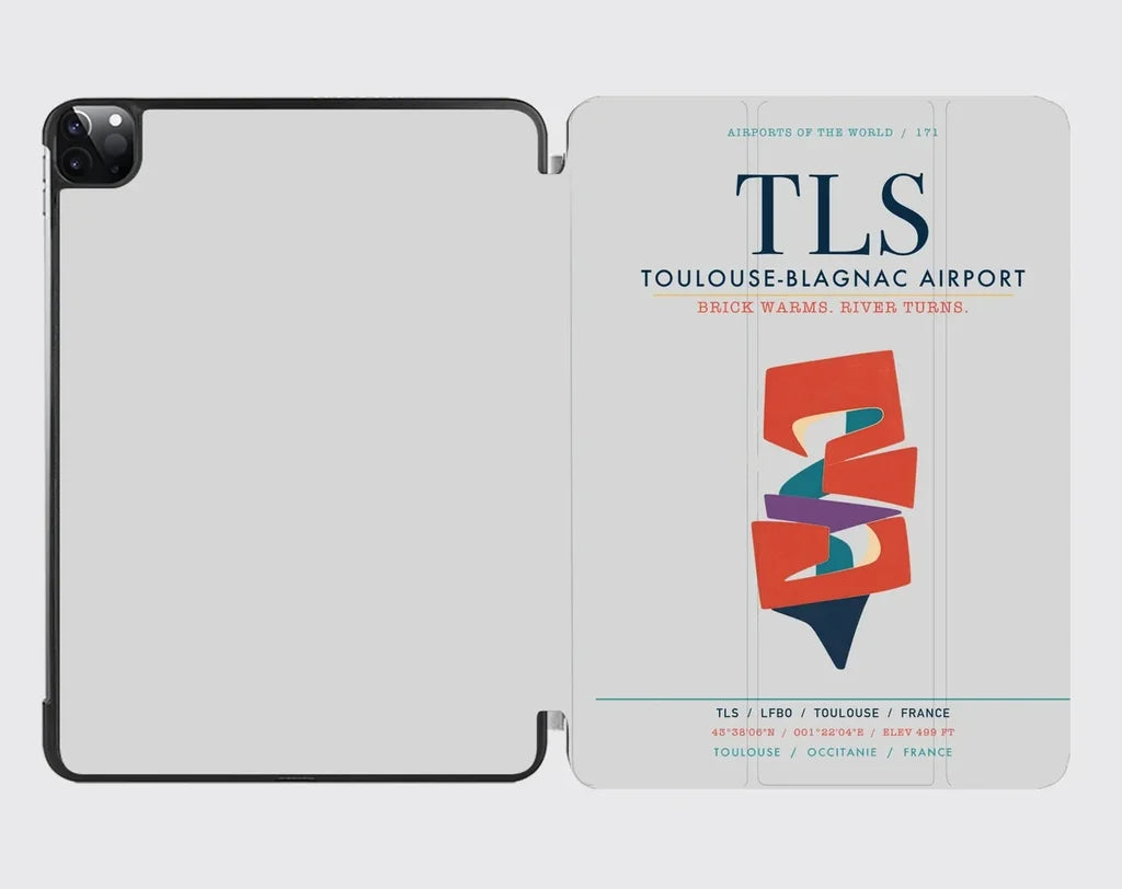 Toulouse-Blagnac Airport (TLS) design on light gray ipad tablet case