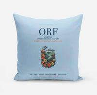 Thumbnail for Norfolk International Airport (ORF) design on light blue pillow
