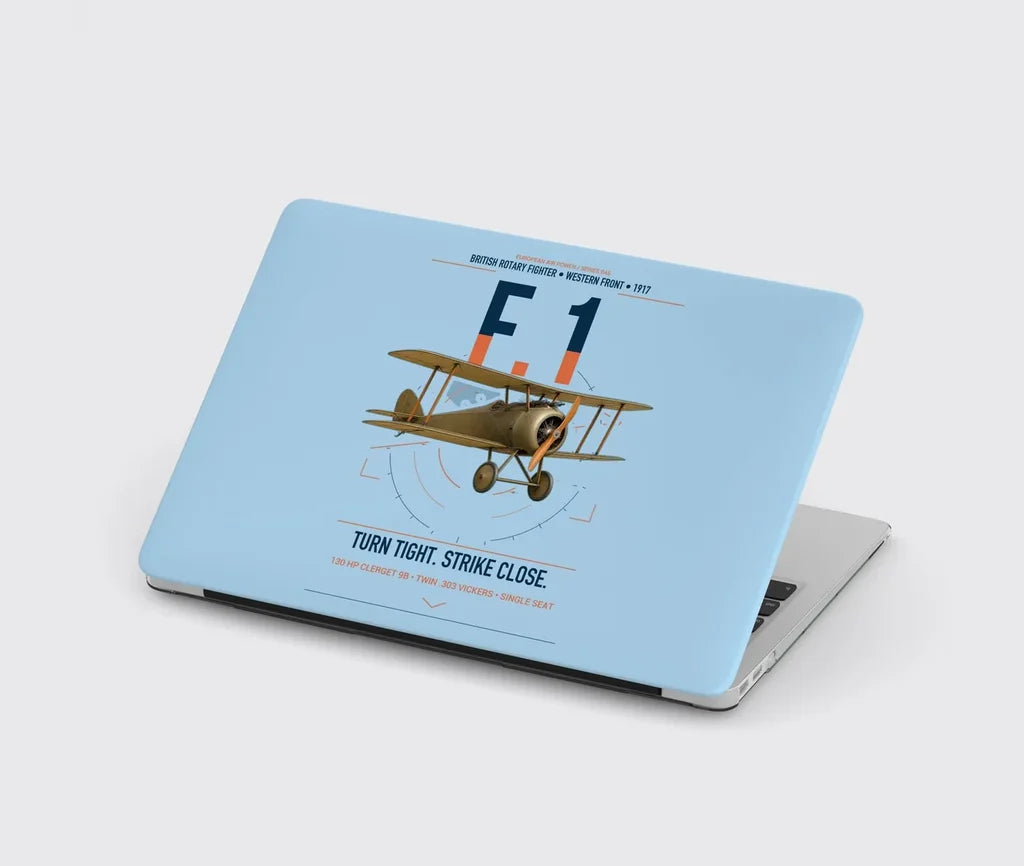 Sopwith Camel F.1 design on light blue MacBook case
