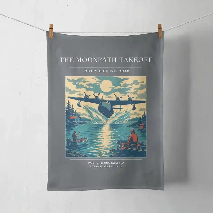 VINTAGE G4441 - The Moonpath Takeoff - Designed Towels design on gray