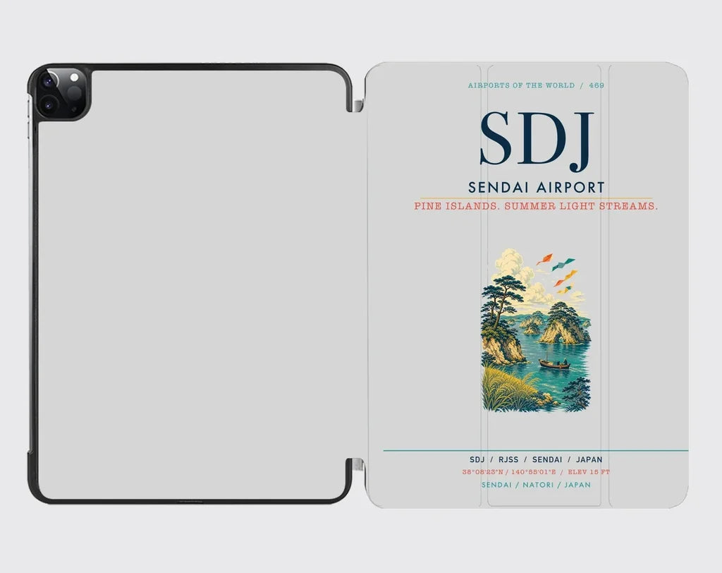 Sendai Airport (SDJ) design on light gray ipad tablet case