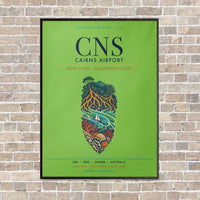 Thumbnail for Cairns Airport CNS vertical canvas print - framed - light green background