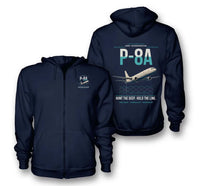 Thumbnail for P-8A Poseidon design on navy blue premium zipped hoodie, double-side print