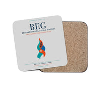 Thumbnail for Belgrade Nikola Tesla Airport (BEG) design on light gray 1 piece coaster