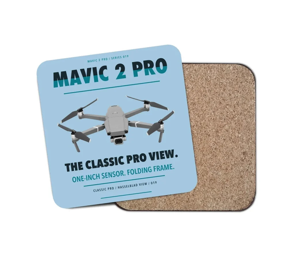 DJI Mavic 2 Pro design on light blue 1 piece coaster
