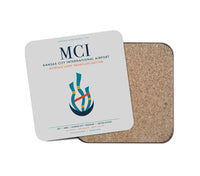 Thumbnail for Kansas City International Airport (MCI) design on light gray 1 piece coaster