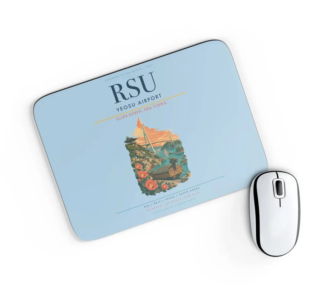Yeosu Airport (RSU) design on light blue rectangle mouse pad