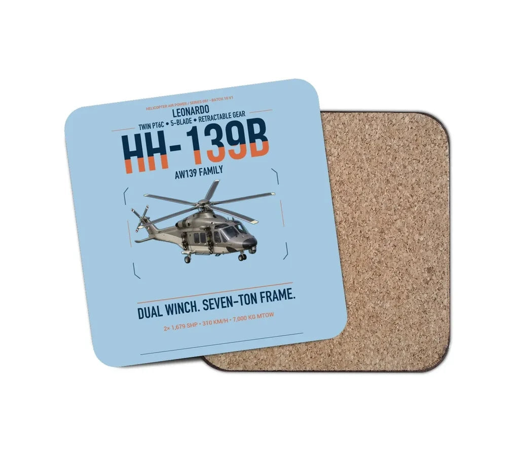 Leonardo HH-139B design on light blue 1 piece coaster