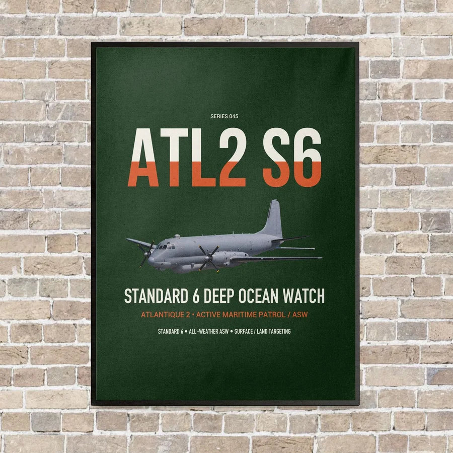 Atlantique 2 Standard 6 vertical canvas print - framed - dark green background