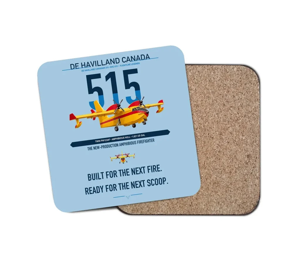 De Havilland Canadair 515 design on light blue 1 piece coaster