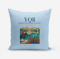 Thumbnail for Regina International Airport (YQR) design on light blue pillow