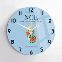 Thumbnail for Nice Côte d’Azur Airport (NCE) design on light blue no frame wall clock
