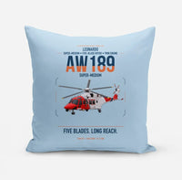 Thumbnail for Leonardo AW189 design on light blue pillow