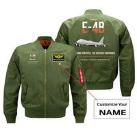 Thumbnail for E-4B Nightwatch design on green+name bomber jacket, double-side print