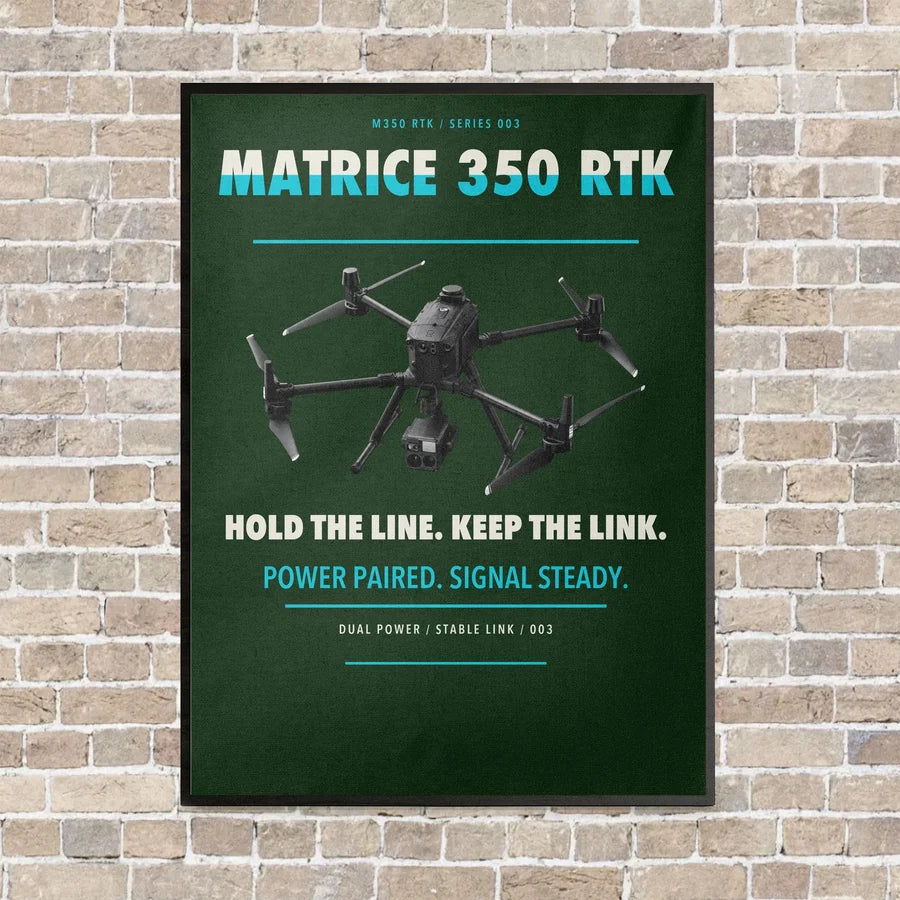 DJI Matrice 350 RTK vertical canvas print - framed - dark green background