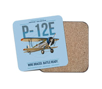 Thumbnail for Boeing P-12E design on light blue 1 piece coaster