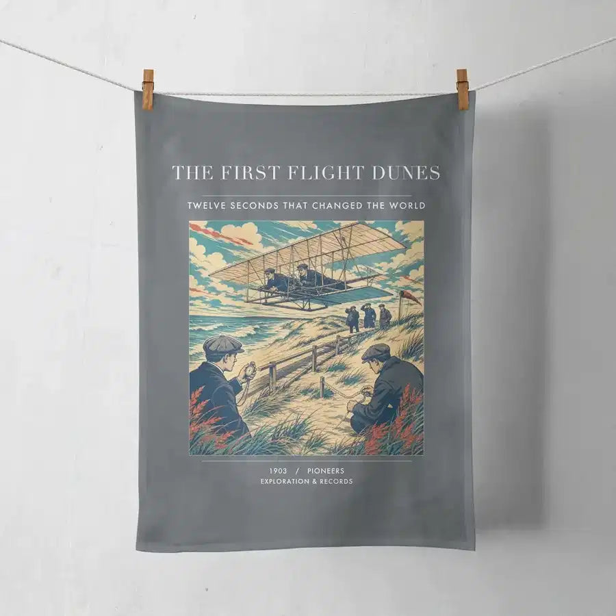 VINTAGE G4000 - The First Flight Dunes - Designed Towels design on gray