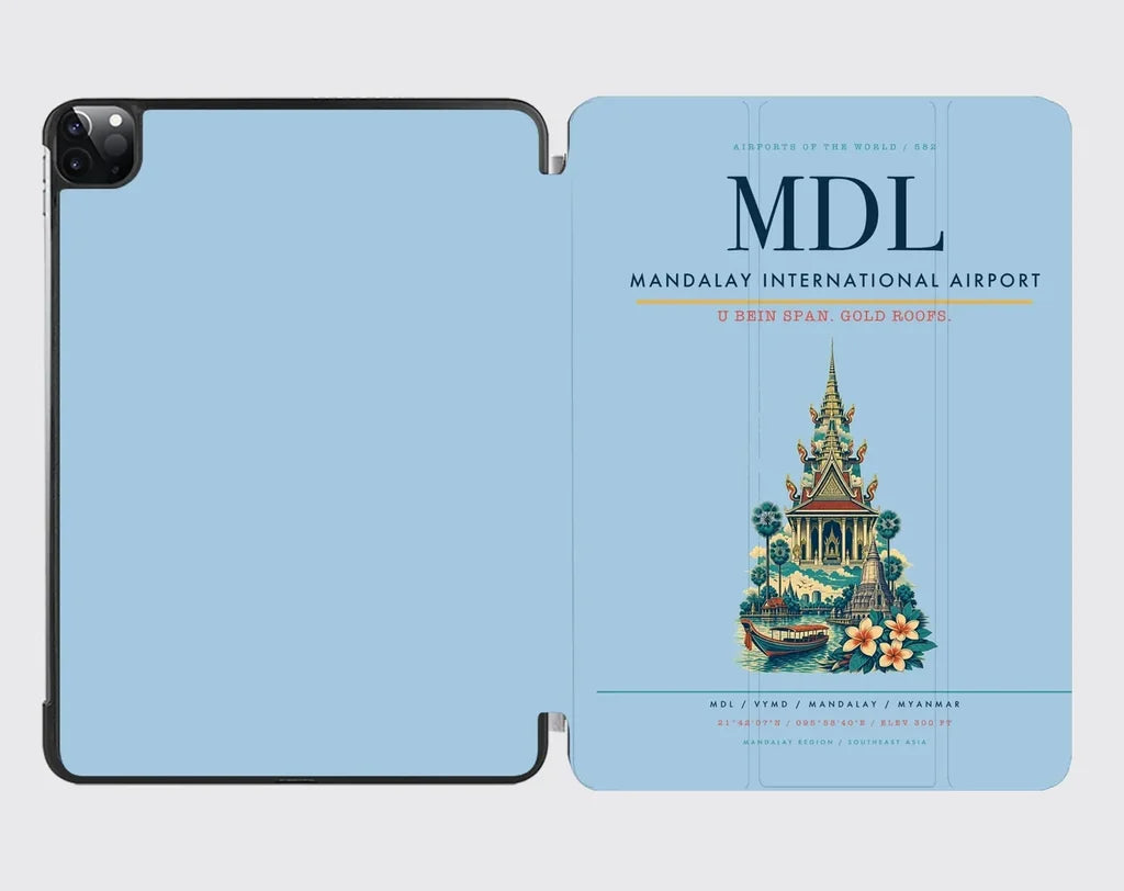 Mandalay International Airport (MDL) design on light blue ipad tablet case