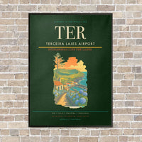 Thumbnail for Terceira Lajes Airport TER vertical canvas print - framed - dark green background