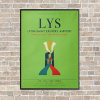 Thumbnail for Lyon-Saint Exupéry Airport LYS vertical canvas print - framed - light green background